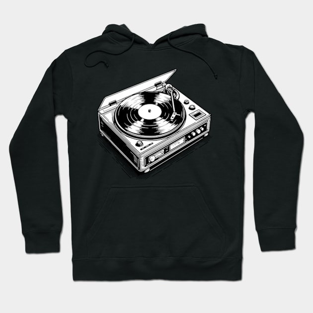 Vinyl Album on a Turntable Hoodie by ArtFactoryAI